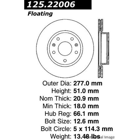 Centric Parts Premium High Carbon Alloy Brake Rotor, 125.22006 125.22006